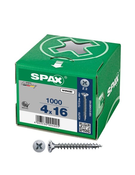 Caja 1000 unid. tornillo universal cabeza plana wirox 4x16mm z2