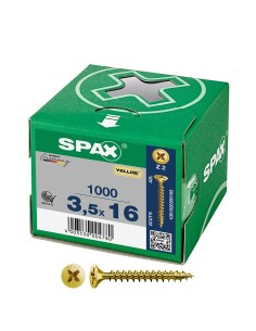 Caja 1000 unid. tornillo universal cabeza plana yellox 3,5x16mm z2