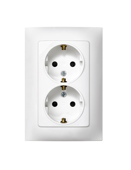 Doble base enchufe con tt blanco con marco