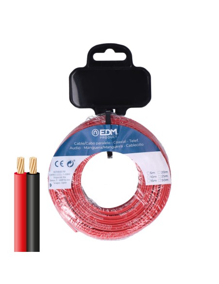 Carrete cable paralelo 2x1mm rojo/negro 5m.