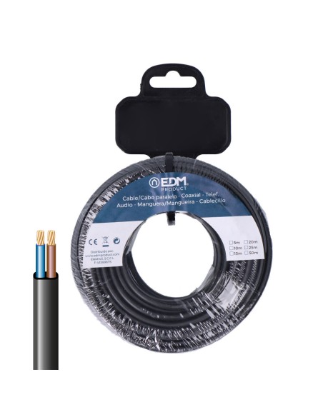 Carrete manguera plana h03vv-f 2 x 0,75 mm negra, 5 m