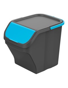 Cubo stack´n sort gris con tapa color azul 30 x 40 x 34 cm 25 l