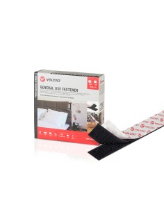 Cinta de gancho y bucle adhesiva negra 20 mm x 5 m