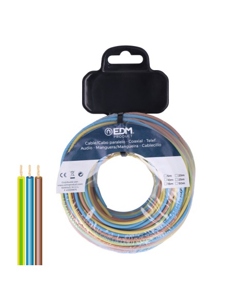 Carrete cablecillo trenzado h07z1-k 3 g 2,50 mm 3 colores, 15 m