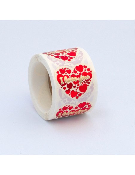 Etiquetas adhesivas corazón "i love you", 250 uds, 45 x 40 mm