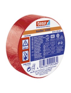 Cinta aislante homologada roja 25 mm x 25 m