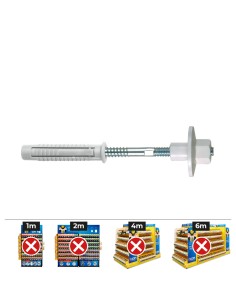 Bolsa 2 unidades fijación lavabo tuerca de nylon ø 8 x 100 fltn