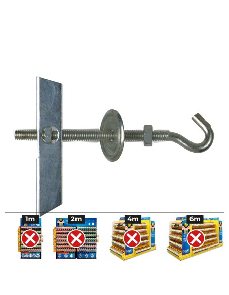 Basculante con gancho m6 con arandela y tuerca (caja 25 unid)