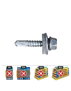 Caja 500 uds. tornillo 7301 punta broca cabeza hexagonal ø 6,3 x 19 mm. arandela de epdm ø16 cincado