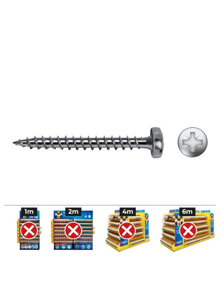 Caja 1000 unidades tornillo madera vlox b rosca completa alomado impronta pz ø 3,5 x 10 mm. cincado