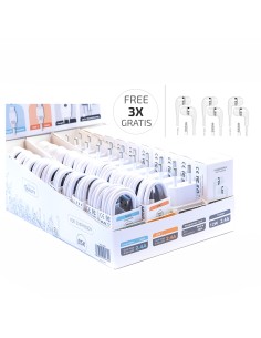 Expositor cargadores, cables y auriculares