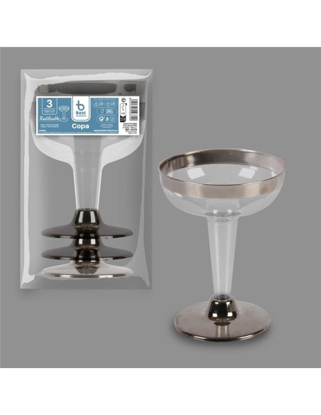 Copa baja reutilizable 100 cc, 3 uds