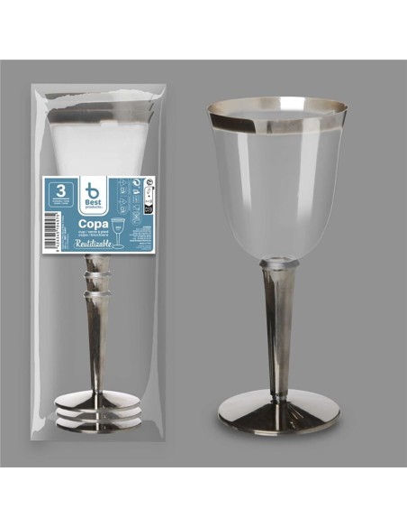 Copa reutilizable 250 cc, 3 uds