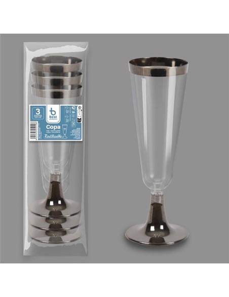Copa de cava reutilizable 150 cc, 3 uds