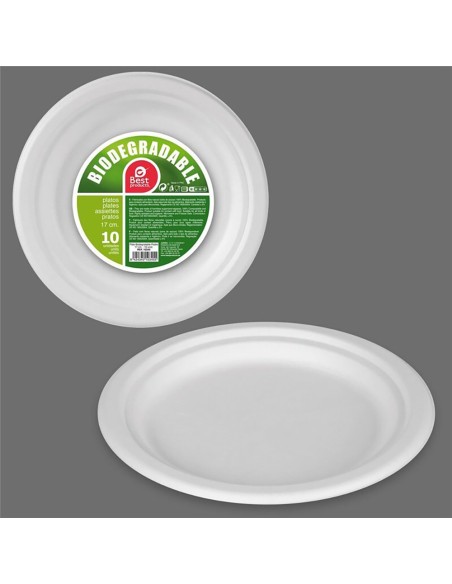 Platos de cartón redondos de postre blancos ø17 cm, 10 uds