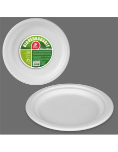 Platos de cartón redondos blancos ø25 cm, 25 uds