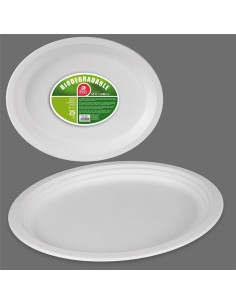 Platos de cartón oval blancos ø32 cm, 25 uds