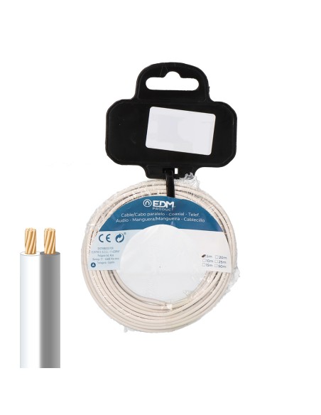 Carrete cable paralelo 2x1,50 mm blanco/gris "audio" 25 m