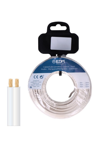 Carrete cable paralelo 2x2,50 mm blanco "audio" 25 m