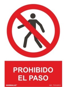 CARTEL SEÑAL 210 300MM PVC PROHIBIDO EL PASO NORMALUZ