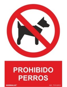 CARTEL SEÑAL 210 300MM PVC PROHIBIDO PERROS NORMALUZ