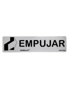 Cartel informativo "empujar", inox adhesivo 0.8 mm, 5 x 20 cm