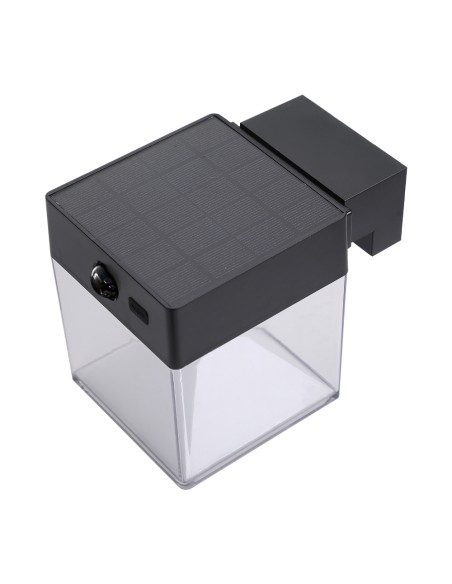 Aplique solar cuadrado 4 w 500 lm, 3.000/4.000/6.500 k, 3cct, con sensor, negro