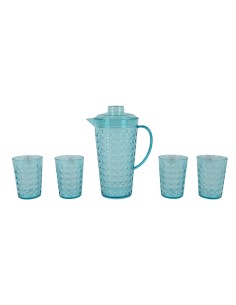 Jarra 2 l y 4 vasos 420 ml diseño bolas de color azul