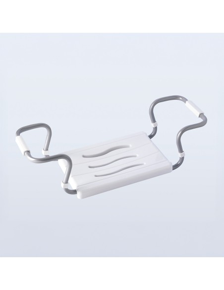 Asiento de bañera regulable (minimo 55 cm, máximo 70 cm), blanco, medida 55-70 x 26 x 18,7 cm