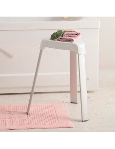 Taburete de baño, blanco, 25 x 29 x 45 cm