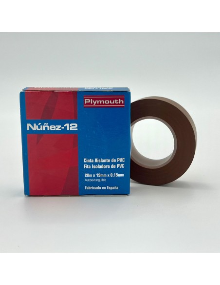 Cinta aislante pvc alta adhesión marrón 19 mm x 0,15 mm x 20 m
