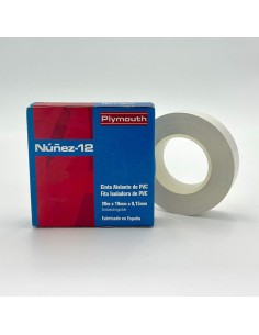 Cinta aislante pvc alta adhesión blanca 19 mm x 0,15 mm x 10 m