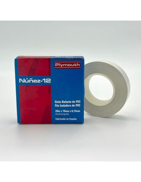 Cinta aislante pvc alta adhesión blanca 25 mm x 0,15 mm x 20 m