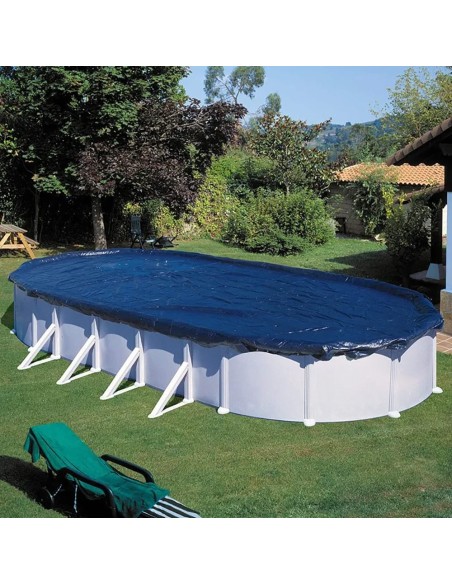 Cubierta piscina ovalada de acero: 610 x 410 cm