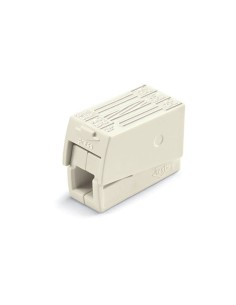 Conector rápido en linea presilla 3 vias, 2 rígidos + 1 rígido, semirígido o flexible ø máximo 2,5 mm, blanco