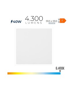Panel led 40 w 6400 k 4300 lm luz fria 59,5 x 59,5 x 2,9 cm