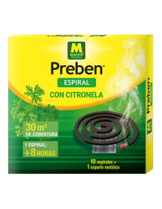Espiral anti-mosquitos citronela, 10 espirales + 1 soporte
