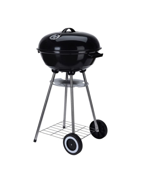Barbacoa de carbón de pie con tapa y ruedas, ø46 x 84 cm