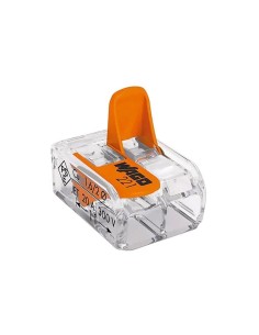 Conector rápido con palanca 2 vias, ø maximo 4 mm, 450 v , 32 a transparente 13,2 x 18,6 x 8,4 mm
