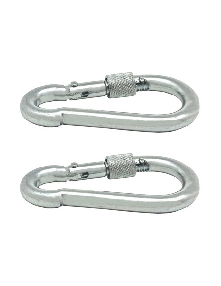 Mosquetón bombero con seguro, msq02, acero galvanizado, 6 x 60 mm. 2 unidades