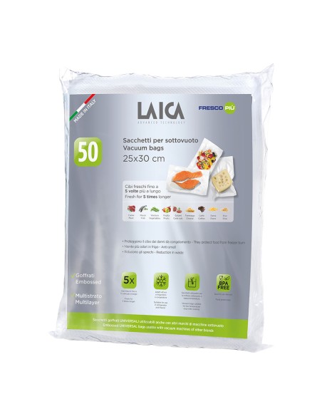 Paquete de 50 bolsas para envasar al vacío 25 x 30 cm