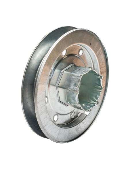 Polea metalica con espiga pr19 zincado 150 mm