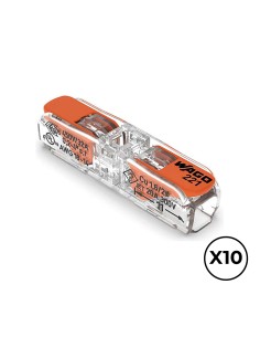 Conector rápido en linea con palanca 2 vias, ø maximo 4 mm, 450 v , 32 a transparente 8,1 x 35,5 x 8,9 mm, 10 uds