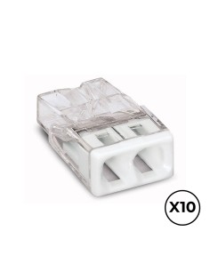 Conector rápido 2 vias, ø maximo 2,5 mm, transparente / blanca, 10 uds