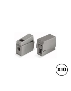 Conector rápido en linea presilla 2 vias, 1 rígido + 1 rígido, semirígido o flexible ø máximo 2,5 mm, gris, 10 uds