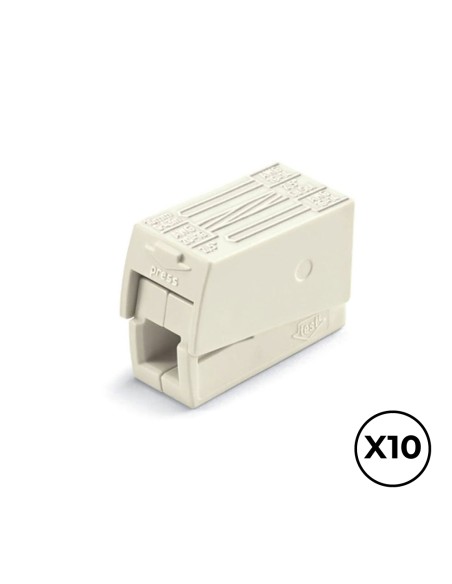 Conector rápido en linea presilla 3 vias, 2 rígidos + 1 rígido, semirígido o flexible ø máximo 2,5 mm, blanco, 10 uds