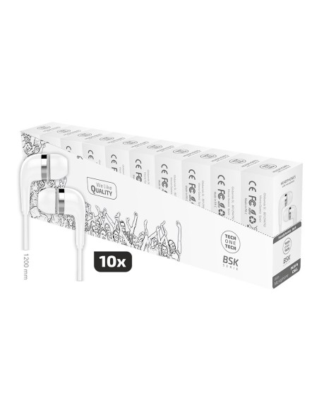 Pack ahorro 10 auriculares bsk con micrófono, blanco
