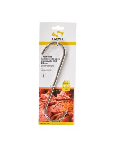 Ganchos carnicero inoxidable 18/8, 20 cm de longitud, blister 3 unidades