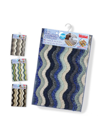Alfombra de baño zig zag antideslizante, modelos variados, colores surtidos, 40 x 60 cm