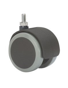 Rueda giratoria espiga roscada y eje liso, color negro / gris, carga máx. 50 kg, 10 x 15 mm, ø 5 cm